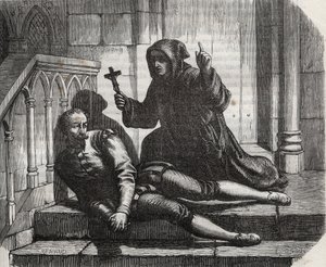 A londoni Towerbe zárva csak azért jött ki, hogy felmásszon az állványra: Thomas More (1478-1535) kancellár a börtönben, mert nem volt hajlandó megadni a királyi pecsétet VIII. Henrik király (1491-1547) és Anne de Boleyn házasságához. (Anna vagy Ann Bolin  alkotó: French School