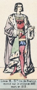 12. Lajos, Franciaország 57. királya, 1498-ban lépett trónra, 1515-ben halt meg (színes metszet) alkotó: French School