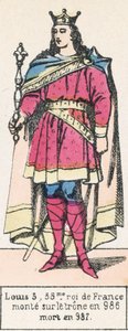 5. Lajos, Franciaország 35. királya, 986-ban lépett trónra, 987-ben halt meg (színes metszet) alkotó: French School
