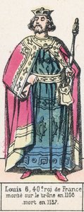 6. Lajos, Franciaország 40. királya, 1108-ban lépett trónra, 1137-ben halt meg (színes metszet) alkotó: French School