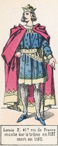 7. Lajos, Franciaország 41. királya, 1137-ben lépett trónra, 1180-ban halt meg (színes metszet) alkotó: French School
