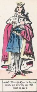 9. Lajos (Szent Lajos), Franciaország 44. királya, 1226-ban lépett trónra, 1270-ben halt meg (színes metszet) alkotó: French School