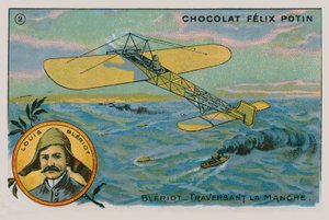 Louis Bleriot először repül át a La Manche csatornán egy repülőgépnél nehezebb repülőgéppel, 1909 alkotó: French School