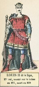 II. Lajos dit le Begue, 27. király, 877-ben lépett trónra, 879-ben halt meg (színes metszet) alkotó: French School