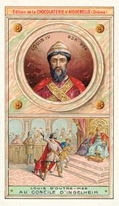 IV. Lajos francia az ingelheimi zsinaton, 948 (chromolitho) alkotó: French School