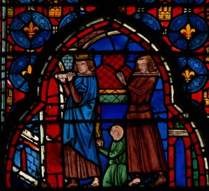 IX. Lajos ereklyéket vitt a Sainte-Chapelle-be, Robert DArtois segítségével, 1246-48 alkotó: French School