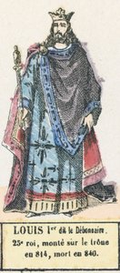 Louis Ier dit le Debonnaire 25. király, 814-ben lépett trónra, 840-ben halt meg (színes metszet) alkotó: French School