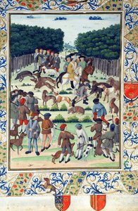 Louis Malet (1441-1516) Seigneur de Graville, vaddisznóra vadászott, a Terrier de Marcoussisból, 1493 után alkotó: French School