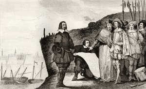 XIII. Lajos (1602-43) La Rochelle ostrománál 1628 októberében, Colart "Histoire de France" című művéből, 1840 körül megjelent alkotó: French School