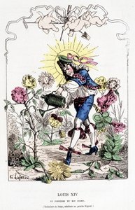 XIV. Lajos kertésznek álcázva – Touchatout „" Histoire de France Tintamarresque" című filmjében alkotó: French School