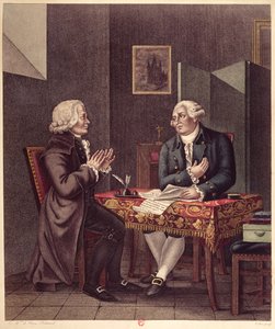XVI. Lajos (1754-93) felolvassa Guillaume de Lamoignon de Malesherbes (1721-94) utolsó végrendeletét a templomban, 1793. december 25. alkotó: French School