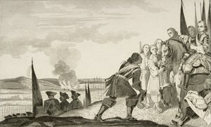XV. Lajos (1710-74) az 1745-ös fontenoi-i csatában, Colart „Histoire de France” című művéből, 1840 körül megjelent (metszet) alkotó: French School