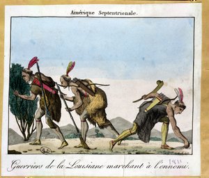 A louisianai indiánok ellenségüket nyomon követik, 1811 körül alkotó: French School