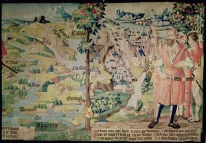 Lugdus (Kr. e. 1672-21) Lyon városának ábrázolása előtt, Arras műhely, 1530 körül alkotó: French School