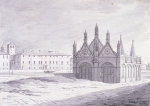 Lungarno, Santa Maria della Spina, Pisa (toll és tinta papíron) alkotó: French School