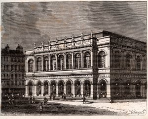 Lyon: Le Grand Theater - metszet a „La France illustree: földrajz, történelem, statisztikai közigazgatás” című könyvében, V.A. Maláta-barna. 1884 alkotó: French School