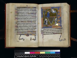 MS 300 f25v-26r, Dávid Istenhez imádkozik, a francia Izabella zsoltárából és óráiból, Párizs, 1265-70 körül alkotó: French School
