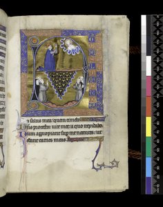 MS 300 f.26r, Dávid Istenhez imádkozik, fólió a francia Izabella zsoltárából és óráiból, Párizs, 1265-70 körül (toll, tinta és tempera pergamenen) alkotó: French School