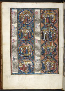 KISASSZONY. Harley 1527, f.80v, miniatúrák a Biblia moralisée-ből (vellum) alkotó: French School