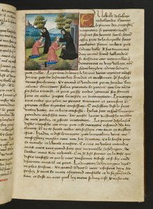 MS Hunter 252 016r oldal a száz új hírből, c.1461-62 alkotó: French School