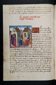 MS Hunter 252 075v oldal a száz új hírből, c.1461-62 alkotó: French School
