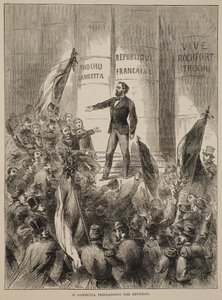 M. Gambetta kikiáltja a köztársaságot, 1870. szeptember, illusztráció Cassells: A Franciaország és Németország közötti háború története, 1870-1871 alkotó: French School