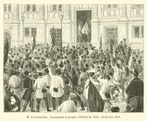 M de Lamartine, a Hôtel de Ville népének szorongattatása, 1848. február 26. alkotó: French School