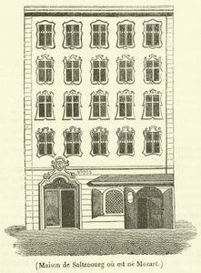Saltzburg ház, ahol Mozart született (metszet) alkotó: French School