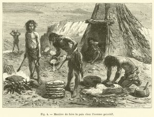 Kenyérkészítés módja primitív emberben (metszet) alkotó: French School