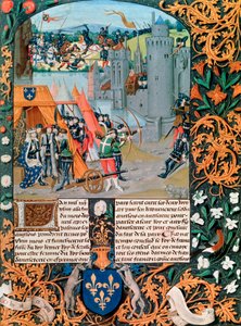 Egy csatát ábrázoló kézirat a százéves háborúból, 14. század alkotó: French School