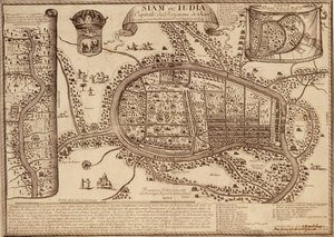 Ayutthaya térképe, 1686 (tintával papíron) alkotó: French School