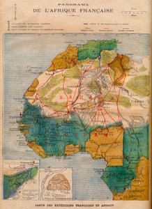 Az afrikai francia expedíciók térképe, illusztráció a március 5-i „Le Petit Journal”-ból alkotó: French School