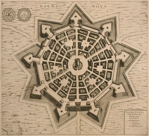 Palmanova térképe, Les Villes de Venetie, 1704, Rutgert Alberts adta ki Hágában