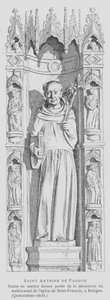 Páduai Szent Antal márványszobra, Szent Ferenc-bazilika, Bologna, Olaszország (litho) alkotó: French School