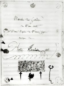 „Marche des Gardes du Franc Comte” Hector Berlioz (1803-69) „Les Francs Judges” című operájából, 1826 (toll és tinta papíron) alkotó: French School
