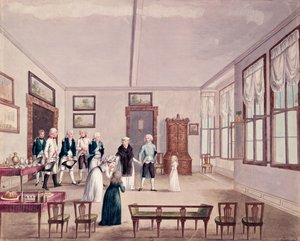 Marie-Therese-Charlotte de Bourbon, Madame Royale találkozik unokatestvéreivel, II. Ferenc osztrák császárral és feleségével, Mária Terézével Bécsben, miután 1795-ben szabadult a párizsi bebörtönzésből, 1796 körül (wc) alkotó: French School