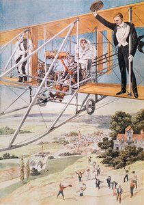 Házasság repülőn, illusztráció a Le Petit Journal 1911-ből alkotó: French School