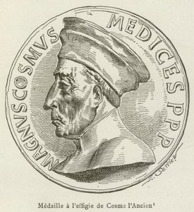 Érem Cosmo the Elder képmásával (metszet) alkotó: French School
