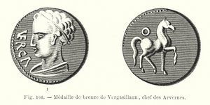 Vergasillaun, Arvernes főnökének bronzérme (metszet) alkotó: French School