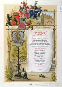 Menü, valószínűleg Le Bernois-ból, 1888. január 14-én alkotó: French School