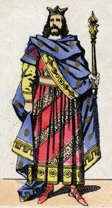 Meroving-dinasztia: IV. Clotaire (685-719) portréja, az ausztráliai frankok királya 717-től 719-ig. Epinális képalkotás a 19. század végéről. Magángyűjtemény. alkotó: French School