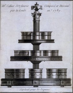 Fémmunka: likőrpohár készlet állványon, 1780-96 alkotó: French School