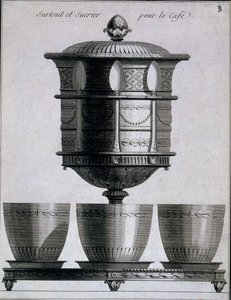 Fémmunka: kávéskészlet kanalakkal és cukortartóval, 1780-96 alkotó: French School