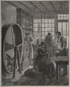 Metier és iparos: evőeszköz bolt a tartományban a XIX. Metszet 1885-ből Adolphe BITARD „” Les arts et metiers illustres” című könyvébe. alkotó: French School
