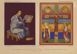 Miniatűrök a 9. századi illuminált kéziratokból (chromolitho) alkotó: French School
