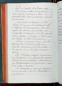 Jegyzőkönyv a Tudományos Akadémia 1789. július 4-i üléséről (tintával, papíron) alkotó: French School