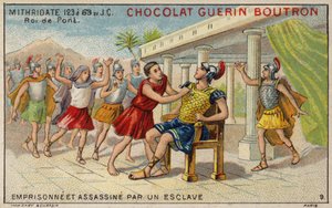 Pontusi VI. Mithridatész, akit bebörtönzött és meggyilkolt egy rabszolga (chromolitho) alkotó: French School