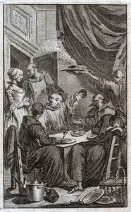 Szerzetes lakoma. Szerzetesek ünnepe. (metszés alkotó: French School