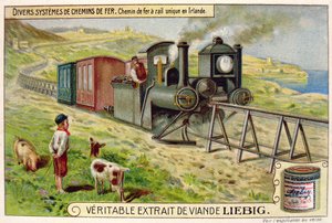 Egysínű vonat Eire-ben, a Veritable Extrait de Viande Liebig reklámkártyája alkotó: French School
