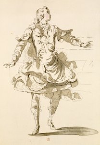 Monsieur Jeliotte mint Pygmalion, Bygmalionban, Lamotte librettója, Jean-Philippe Rameau (1683-1764) 1748 (színes metszet) alkotó: French School